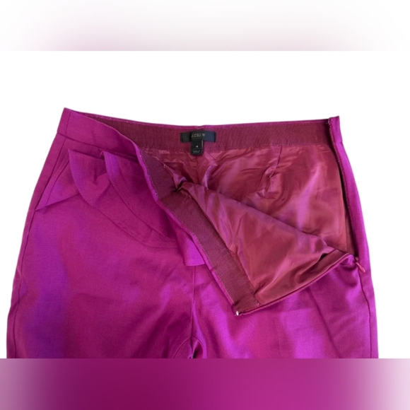 J.Crew Trousers Fuchsia Frilly Formal Size 4 Wool Blend - Picture 8 of 11